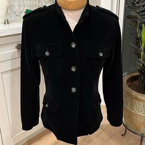 EUC Max Mara black velvet high neck button front jacket